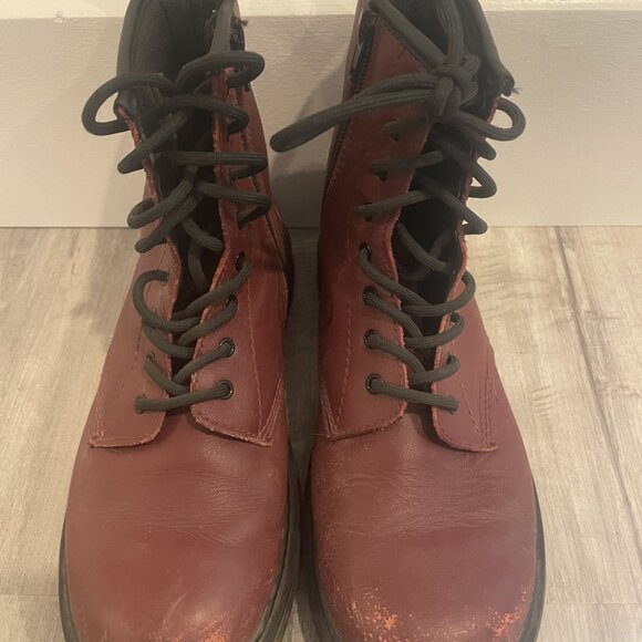 Doc Martens VTG Burgandy 1460 Lace & Zip Boots Unisex - Picture 2 of 8